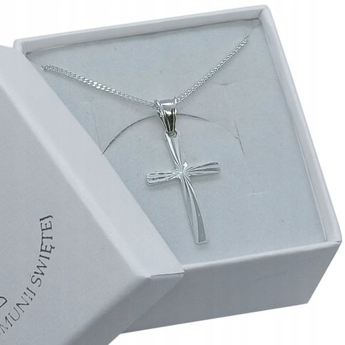 Zestaw komunijny krzyżyk i łańcuszek 45cm 925 Komunia Chrzest na Arena.pl