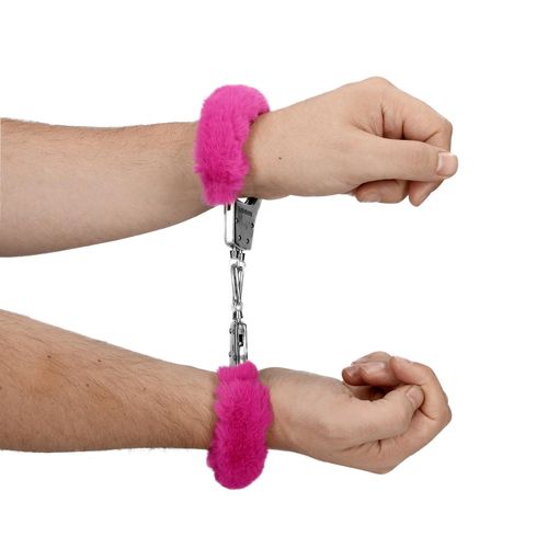 furry metal hand cuffs - pink na Arena.pl