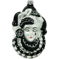 Bombka choinkowa szklana: Maska karnawałowa: czarno-biała
