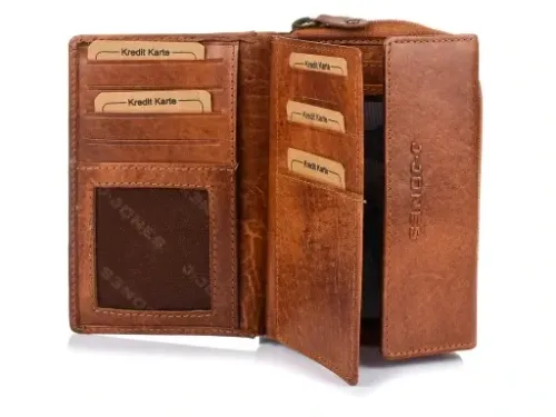 portfel damski skórzany j.jones w kolorze koniakowym z zewnętrznym na Arena.pl