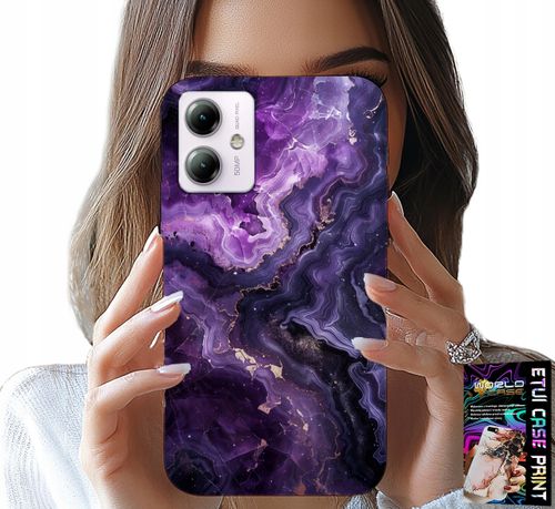 ETUI DO MOTOROLA MOTO G14 - FIOLETOWY MARMUREK MODNE KOBIECE + SZKŁO na Arena.pl
