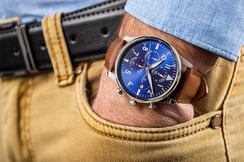 zegarek męski giewont chronograph sapphire brązowo niebieski gw5630-a6 na Arena.pl
