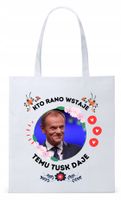 Donald Tusk Platforma Torba Eco Biała Shopper Z Nadrukiem Ze Zdjęciem
