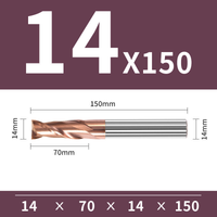 Frez 2-ostrzowy VHM do stali 55 HRC - TiSiN Rozmiar: Ø14x70x14Dx150L
