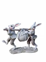 FIGURKA WIELKANOCNY ZAJĄCE KRÓLIKI Z KAPUSTĄ