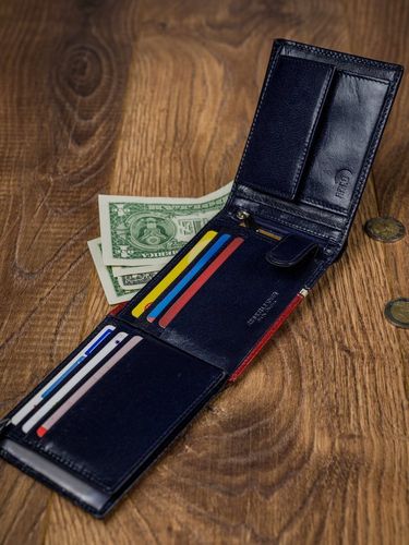 poziomy portfel męski dwukolorowy ze skóry naturalnej hq - rovicky na Arena.pl