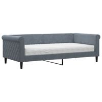Sofa z materacem do spania, ciemnoszara, 90x190 cm, aksamit