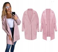 PŁASZCZ ALPAKA CIEPŁY MILUTKI WEŁNA UNIWERSALNY KOŁNIERZ PUDROWY RÓŻ