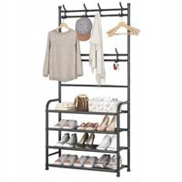 stojący wieszak na ubrania, odzież, 4 półki na buty 80 x 26 x 152 cm sz37