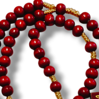 Różaniec Drewniany Bordowy Na Sznurku 7-9Mm