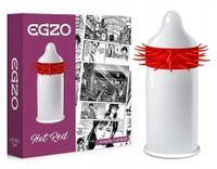 Egzo Hot Red Wypustki Prezerwatywa Stymulacja Potęgująca 1szt