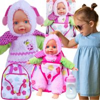 LALKA BOBAS JAK ŻYWA DUŻA MIĘKKA PREZENT UBRANKA BUTELKA Z AKCESORIAMI BABY
