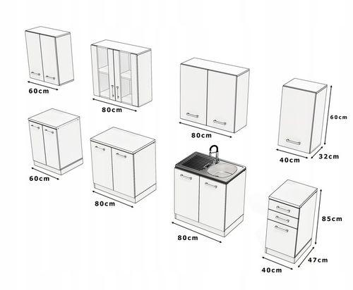 MEBLE KUCHENNE KUCHNIA ZESTAW SZAFKI MODUŁOWE BLAT JOLA 2,6M DĄB WOTAN na Arena.pl