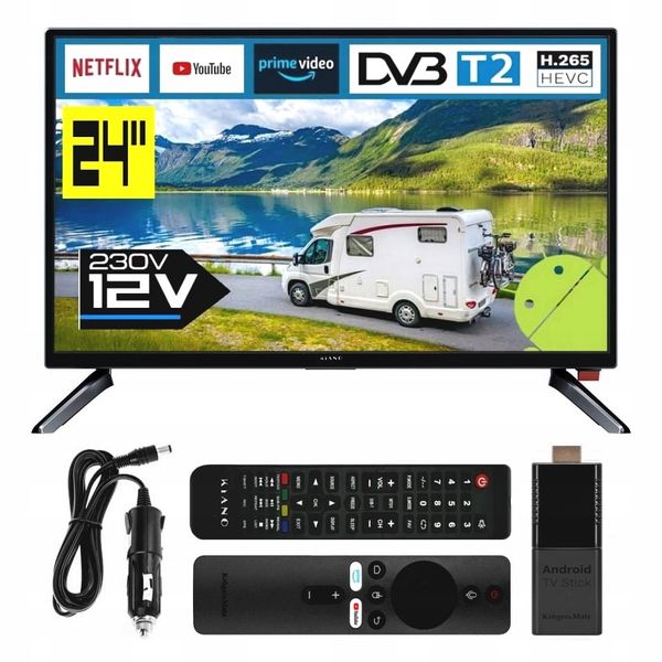 Telewizor do KAMPERA 12V KIANO 24 cale SMART ANDROID TV WiFi BT USB HDMI zdjęcie 1