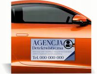 Magnes na samochód reklama magnetyczna 60x30cm DETEKTYW różne wzory