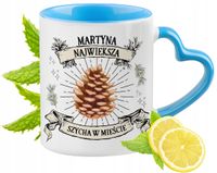 Dla Martyny Kubek Błękitny Z Uszkiem W Kształcie Serca Na Prezent Na Kawę