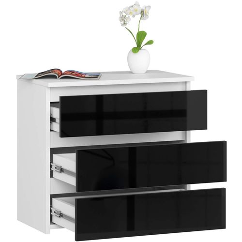 Szafka nocna, stolik, ALMA, 60x35x57 cm, biel, czarny, połysk | TYLETEGOTU na Arena.pl