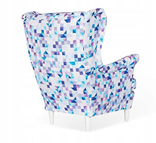 Fotel uszak ARI PRINT skandynawski  patchwork blue jasny na Arena.pl