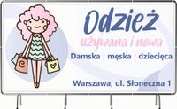 BANER REKLAMOWY 100x50cm projekt w cenie ODZIEŻ NOWA UŻYWANA damska męska