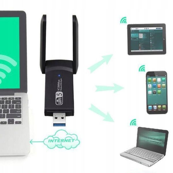 KARTA SIECIOWA WIFI ADAPTER USB 3.0 1300 Mbps 5ghz 2 TRYBY SYMULACJA AP zdjęcie 12