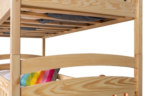 Łóżko ZOSIA piętrowe drewniane trzyosobowe SOSNA 90x190 dla dzieci na Arena.pl