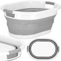 Kosz na pranie składany miska wiaderko 24 L szaro-białe