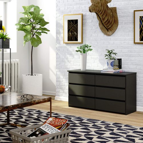 Komoda do salonu CL 100 cm 6 szuflad mała - grafit szary na Arena.pl