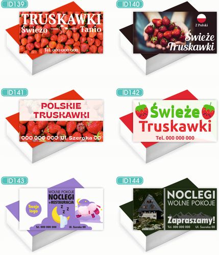 Wizytówki firmowe Foliowane 1000szt różne wzory NOCLEGI na Arena.pl