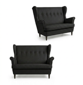 Sofa Kanapa Uszak Skandynawska Czarny Welur Aksamit Black Ari Family Meble
