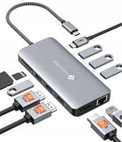 NOVOO RM11 PRO+ HUB USB C 8K z potrójnym wyświetlaczem 11w1