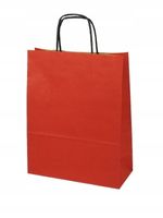 Torby czerwone papier 18x8x22,5 rol. uchwyt x250