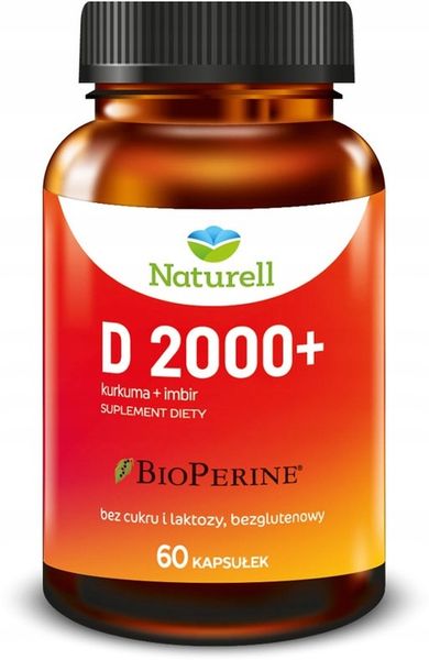 Naturell Witamina D 2000+ Imbir Kurkuma 60 kaps. zdjęcie 1