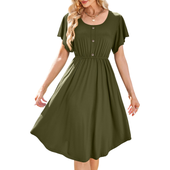 Sukienka damska midi z kieszeniami letnia bawełniana zielona rozmiar L