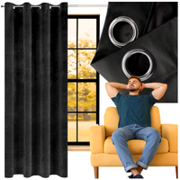 Zasłona welurowa 140×250cm czarna na przelotkach zaciemniająca gotowa gruba