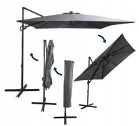 Parasol ogrodowy SEATTLE 2,5x2,5 m ciemnoszary regulowany wentylowany