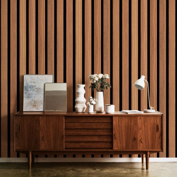 Tapeta LAMELE DREWNO Imitacja DESKI 3D Do Salonu zdjęcie 7