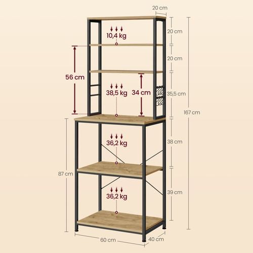 Szafka kuchenna organizer 60x40x167 cm dąb artisan loft na Arena.pl