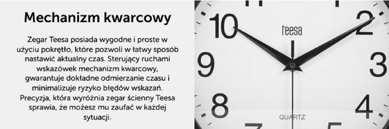 ZEGAR ŚCIENNY 25 CM CZARNY TEESA TSA0037B zdjęcie 6