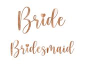 Naklejki na kieliszki "Bride & Bridesmaid", różowe złoto