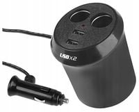 Rozgałęziacz zapalniczki Kubek 12/24V 2 USB 1000mA