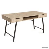Biurko industrialne Dąb Sonoma ARDEN 120 cm 2 szuflady 1 półka Czarne nogi