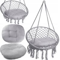 Huśtawka wisząca pleciona BOHO Szary + Poduszka