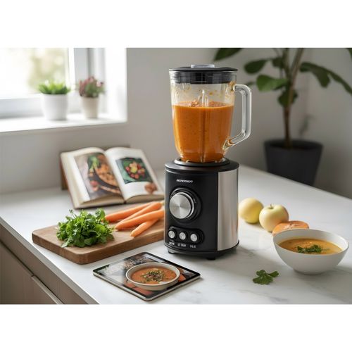 Blender kielichowy szklany do smoothie koktajli kruszy lód 1,5L 800W BD-751 Berdsen czarny na Arena.pl