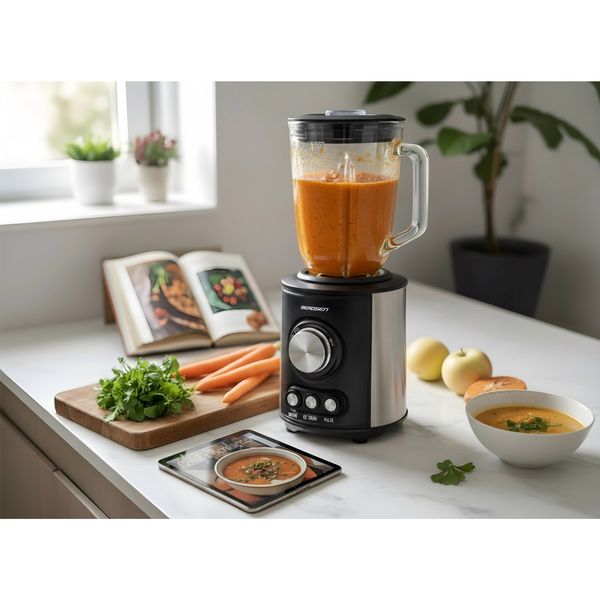 Blender kielichowy szklany do smoothie koktajli kruszy lód 1,5L 800W BD-751 Berdsen czarny zdjęcie 13