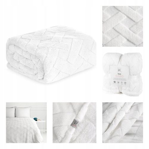 MIĘKKI KOC PLED GRUBY PUSZYSTY TŁOCZONY 200x220 NARZUTA NA ŁÓŻKO KANAPĘ na Arena.pl