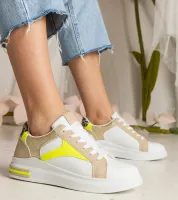 Białe sneakersy damskie z dodatkiem brokatu i panterki Wellos 40