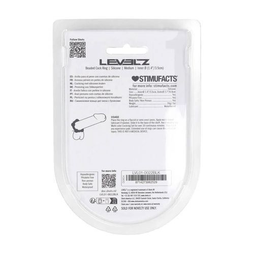 beaded silicone cockring - m - 35mm - black na Arena.pl