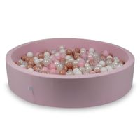 Suchy basen pudrowy róż 130x30 z piłeczkami 600 sztuk (przezroczyste, białe, perłowe, jasnoróżowe, różowozłote)