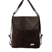 Torebka plecak z zamszem - Brązowa ciemna