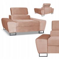 Fotel wypoczynkowy Bosso salon Family meble ciem. beżowy welur reg zagłówek